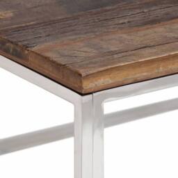 Berkfield Home Coffee Table Silver Stainless Steel & Solid Wood Sleeper - thumbnail 4