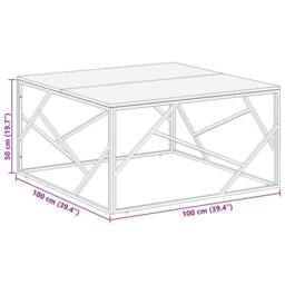 Berkfield Home Coffee Table Silver Stainless Steel & Solid Wood Sleeper - thumbnail 9
