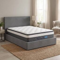 FWStyle Muse Thick Pillow Top Pocket Sprung UK Double Mattress 35cm in White - Size: Single