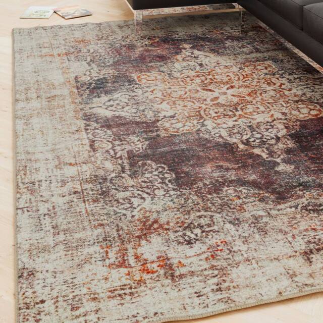 Kukoon Distressed Copper Soft Chenille Washable Living Room Area Rug - Size: 60 cm x 240 cm - image 1
