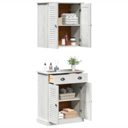 Berkfield Home Bathroom Furniture Set with Drawer with Shelf with Storage with Door 2 pcs Brown Solid wood pine - thumbnail 3