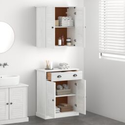 Berkfield Home Bathroom Furniture Set with Drawer with Shelf with Storage with Door 2 pcs Brown Solid wood pine - thumbnail 4