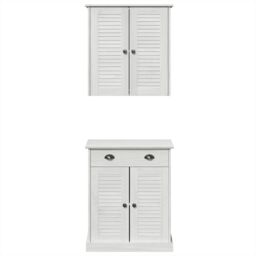 Berkfield Home Bathroom Furniture Set with Drawer with Shelf with Storage with Door 2 pcs Brown Solid wood pine - thumbnail 7
