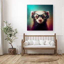 Warren Reed - Designer Ferret With Glasses Splashart Canvas in Brown - Size: w40 inch x h40 inch - thumbnail 3