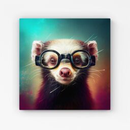 Warren Reed - Designer Ferret With Glasses Splashart Canvas in Brown - Size: w40 inch x h40 inch - thumbnail 1