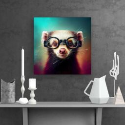 Warren Reed - Designer Ferret With Glasses Splashart Canvas in Brown - Size: w40 inch x h40 inch - thumbnail 2