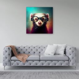 Warren Reed - Designer Ferret With Glasses Splashart Canvas in Brown - Size: w40 inch x h40 inch - thumbnail 4