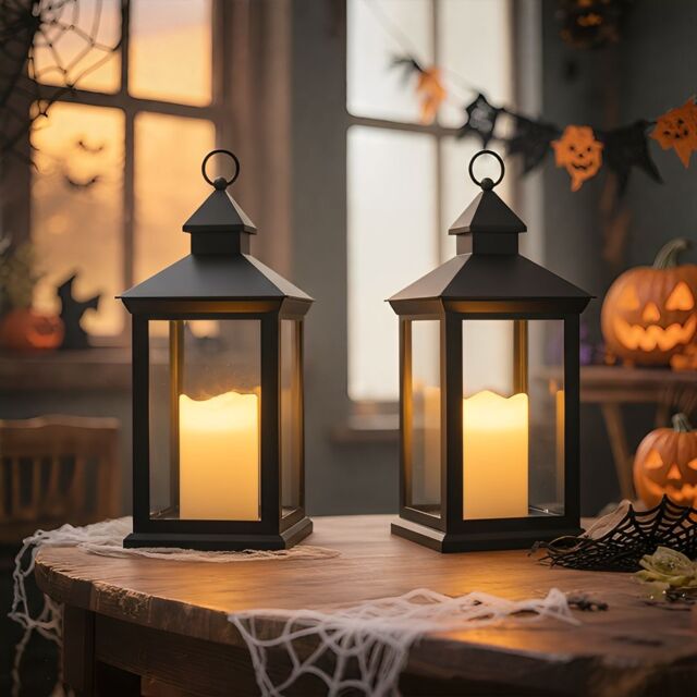 Bright Zeal 2Pcs 14' Decorative Candle Lanterns Christmas Decorations in Black - image 1