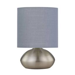 First Choice Lighting Set of 2 Jenson - Brushed Chrome Touch Table Lamps Grey Cotton Shade in Silver - thumbnail 2