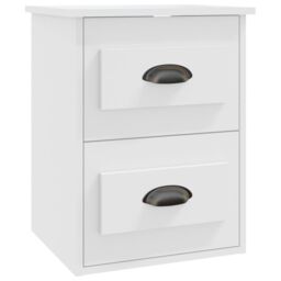 Berkfield Home Wall-mounted Bedside Cabinet White 41.5x36x53cm - Size: 41.5x36x53 cm - thumbnail 2