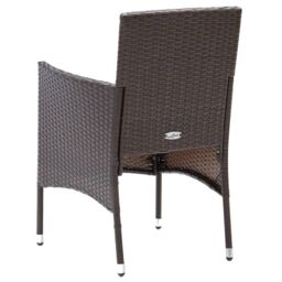 Berkfield Home 3 Piece Garden Dining Set Poly Rattan & Tempered Glass Brown - thumbnail 6