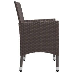 Berkfield Home 3 Piece Garden Dining Set Poly Rattan & Tempered Glass Brown - thumbnail 5