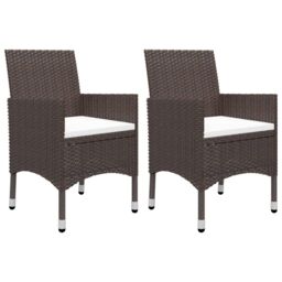 Berkfield Home 3 Piece Garden Dining Set Poly Rattan & Tempered Glass Brown - thumbnail 2