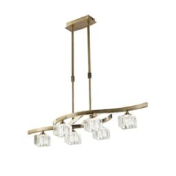 Netlighting Cuadrax Telescopic Semi Flush 6 Light G9 Antique Brass in Bronze