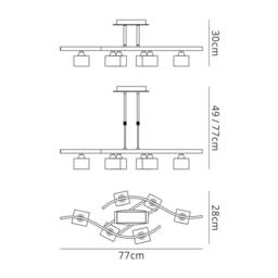 Netlighting Cuadrax Telescopic Semi Flush 6 Light G9 Antique Brass in Bronze - thumbnail 2