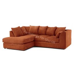 Furnishings For Less UK Luxor Jumbo Cord 4 Seater Corner sofa Left Hand Facing in Orange - thumbnail 1