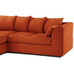 Furnishings For Less UK Luxor Jumbo Cord 4 Seater Corner sofa Left Hand Facing in Orange - thumbnail 3