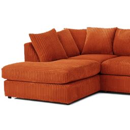 Furnishings For Less UK Luxor Jumbo Cord 4 Seater Corner sofa Left Hand Facing in Orange - thumbnail 2
