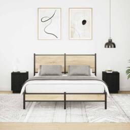 Berkfield Home Durable Bedside Cabinets with LED Lights¬†2 pcs Black 38x34x50 cm - Size: 38 x 34 x 50 cm - thumbnail 5
