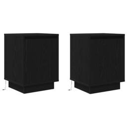 Berkfield Home Durable Bedside Cabinets with LED Lights¬†2 pcs Black 38x34x50 cm - Size: 38 x 34 x 50 cm - thumbnail 1