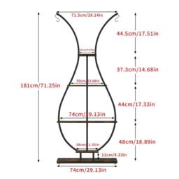 Kelvenix Large Metal Plant Stand Vase Shape Ladder Flower Shelf in Brown - thumbnail 2