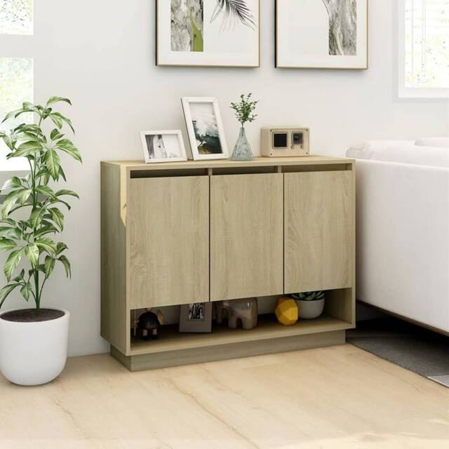 Berkfield Home Sideboard Sonoma Oak 97x31x75 cm Engineered Wood in Beige - Size: 97 x 31 x 75 cm - image 1