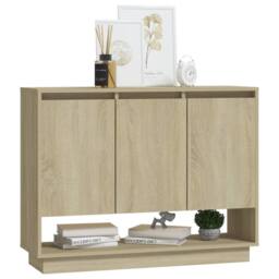 Berkfield Home Sideboard Sonoma Oak 97x31x75 cm Engineered Wood in Beige - Size: 97 x 31 x 75 cm - thumbnail 4