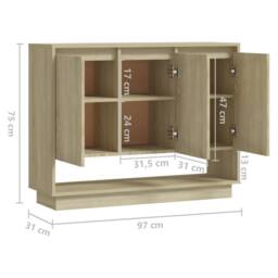 Berkfield Home Sideboard Sonoma Oak 97x31x75 cm Engineered Wood in Beige - Size: 97 x 31 x 75 cm - thumbnail 8