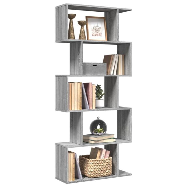 Berkfield Home Room Divider Bookcase 5-Tier Grey Sonoma 70x24x161 cm Engineered Wood - Size: 70 x 24 x 161 cm - image 1