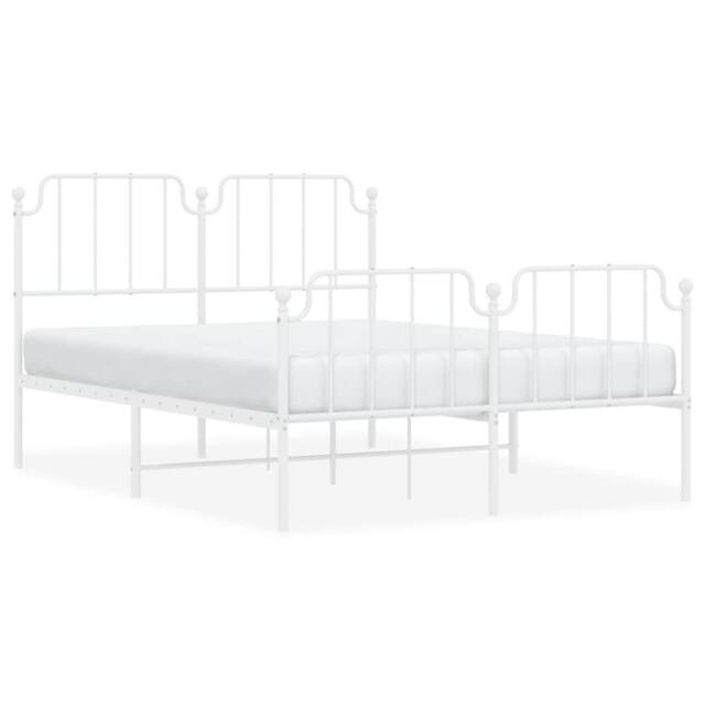 Berkfield Home Metal Bed Frame with Headboard & Footboard White 140x190 cm - image 1