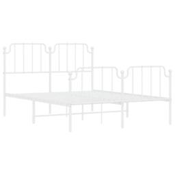 Berkfield Home Metal Bed Frame with Headboard & Footboard White 140x190 cm - thumbnail 4