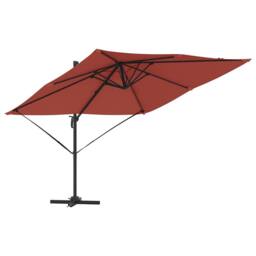 Berkfield Home Cantilever Roma Parasol Terracotta 286x285x265 cm Aluminium in Red - Size: 286 x 285 x 265 cm - thumbnail 1