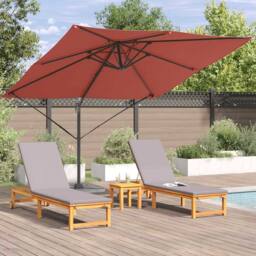 Berkfield Home Cantilever Roma Parasol Terracotta 286x285x265 cm Aluminium in Red - Size: 286 x 285 x 265 cm - thumbnail 4