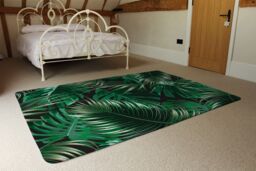 Benjamin Tate Design Tropical Leaves On Black Rug in Natural - Size: Large - thumbnail 3