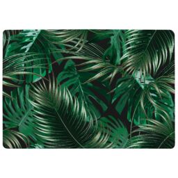 Benjamin Tate Design Tropical Leaves On Black Rug in Natural - Size: Large - thumbnail 1