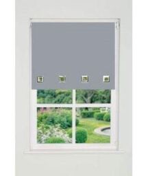 New Edge Blinds Square Eyelet Edge Roller Blind 165cm Drop Light Grey - Size: 115 cm width x 165 cm drop
