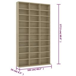 Berkfield Home CD Cabinet Sonoma Oak 102x16x177.5 cm Engineered Wood in Brown - thumbnail 6