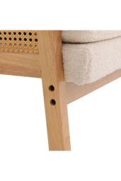 Living and Home White Teddy Fur Rattan Armrest Sofa Cushioned Armchair - thumbnail 8