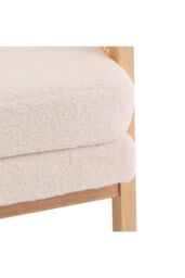 Living and Home White Teddy Fur Rattan Armrest Sofa Cushioned Armchair - thumbnail 7