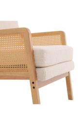 Living and Home White Teddy Fur Rattan Armrest Sofa Cushioned Armchair - thumbnail 6