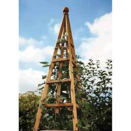 Havendro Garden Obelisk Heavy Duty Plant Support Climbing Frame Pyramid Wood in Brown - thumbnail 4