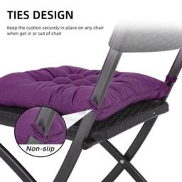 KORVIXA Set of 4 Chair Seat Pads Cushions Tie in Purple - Size: 125 cm x 150 cm - thumbnail 4