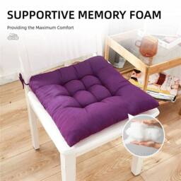 KORVIXA Set of 4 Chair Seat Pads Cushions Tie in Purple - Size: 125 cm x 150 cm - thumbnail 3
