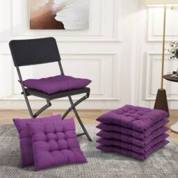 KORVIXA Set of 4 Chair Seat Pads Cushions Tie in Purple - Size: 125 cm x 150 cm - thumbnail 5