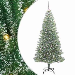 Berkfield Home Artificial Christmas Tree Snow Flocked with LED Light 240 cm in Green - thumbnail 2