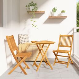 Berkfield Home 3-Piece Garden Bistro Set - Solid Acacia Wood in Brown - thumbnail 1