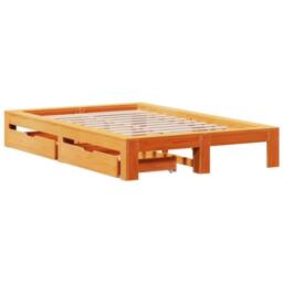 Berkfield Home Bed Frame without Mattress Wax Brown 120x200 cm Solid Wood Pine - Size: Small Double - thumbnail 3