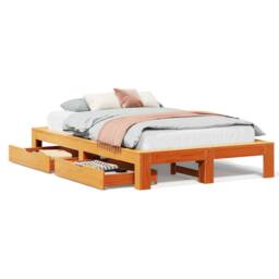 Berkfield Home Bed Frame without Mattress Wax Brown 120x200 cm Solid Wood Pine - Size: Small Double - thumbnail 2