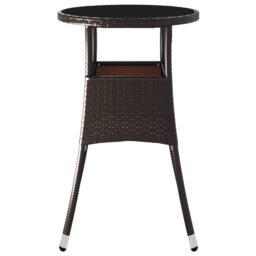 Berkfield Home Garden Table Ã˜60x75 cm Tempered Glass & Poly Rattan Brown - Size: 60x75 cm - thumbnail 4