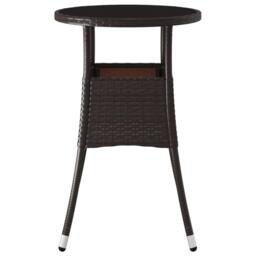 Berkfield Home Garden Table Ã˜60x75 cm Tempered Glass & Poly Rattan Brown - Size: 60x75 cm - thumbnail 1